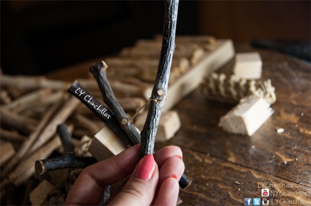 Drilled wood and secured wire